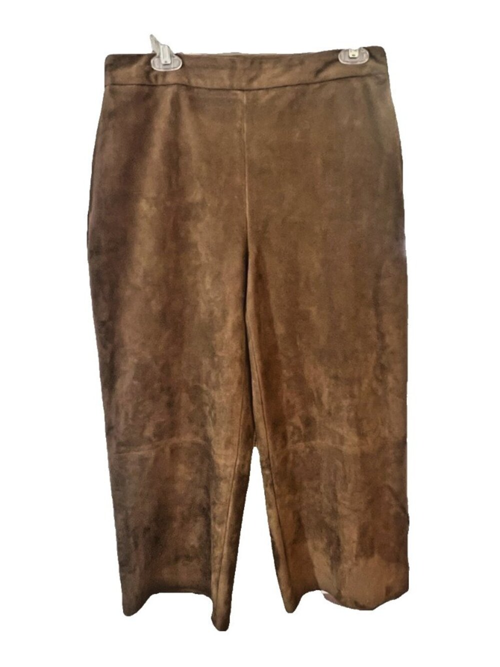 Sfera Soft Faux Suede Wide Leg Casual Crop Pants Size L Boho Quiet Luxury C